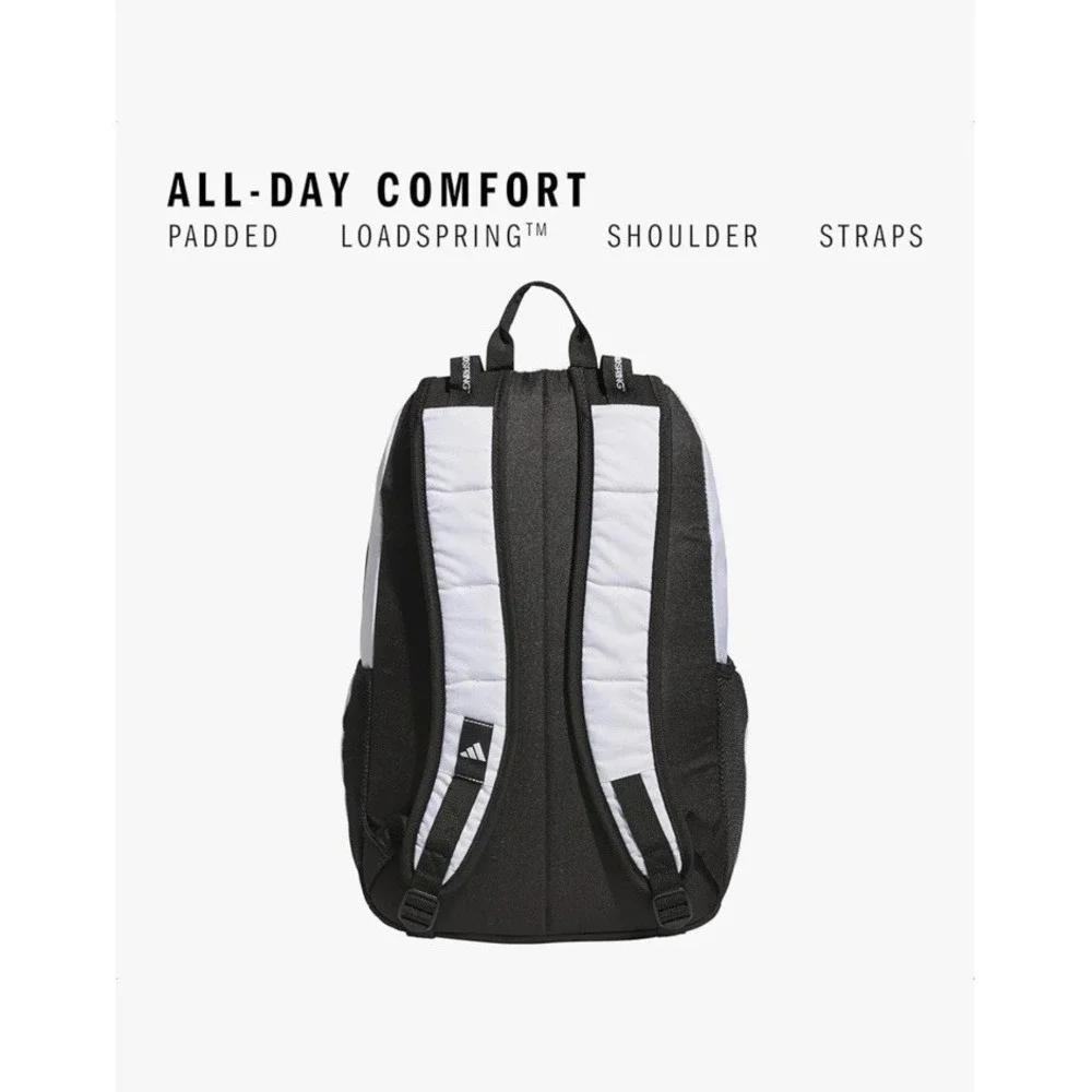 Adidas Excel 7 Backpack Twill White Black Laptop Gym Workout Travel, 34L OSFA